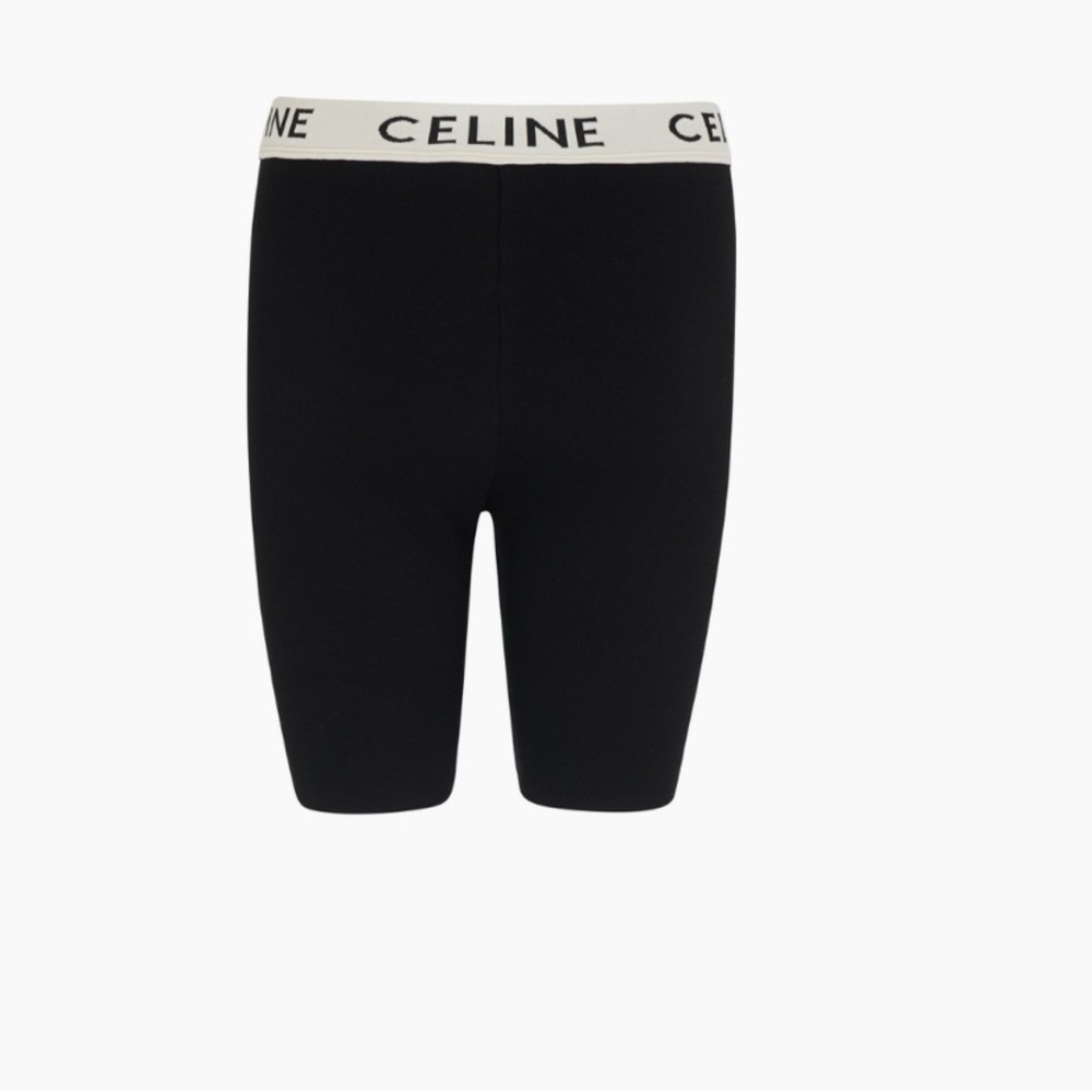 Celine Black Shorts with Logo Waistband